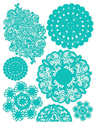 Teal Blue Doilies Rub-Ons by Hambly