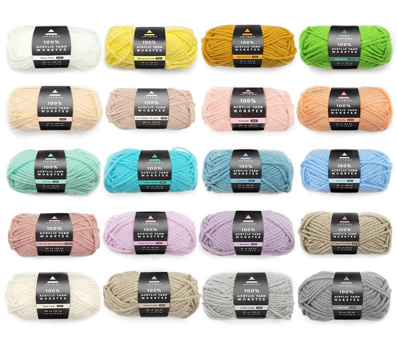 Image of Light Colors Mini 100% Acrylic Yarn Pack of 20 - Arteza
