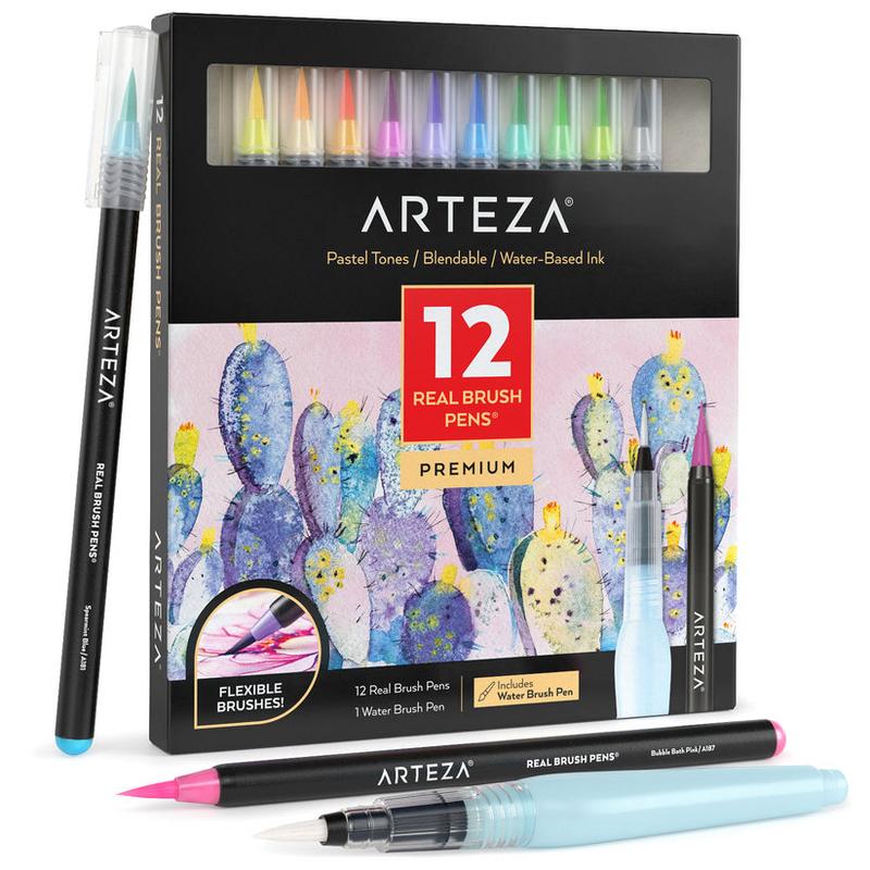 Image of Real Brush Pens Pastel - Set of 12 - Arteza