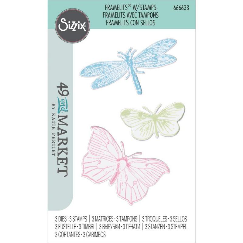 Image of Engraved Wings Stamp and Die Set by 49 and Market - Sizzix