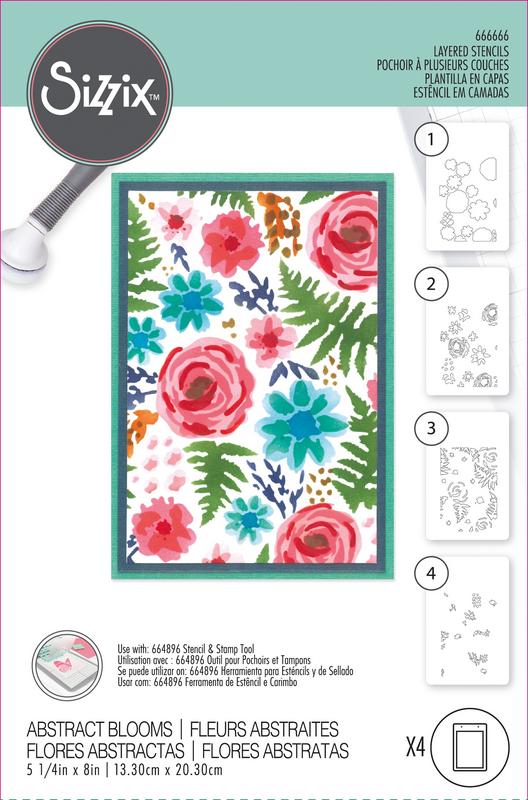 Image of Abstract Blooms Layered Stencils  - Sizzix