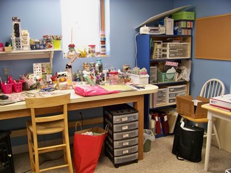 Disorganized scrapbook room