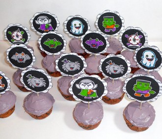 Cute Ghouls Halloween Cupcake Toppers