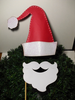 Santa Hat & Santa Beard on a Stick