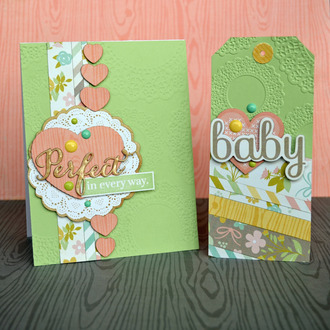 Baby card and tag set.