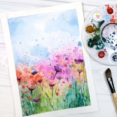 Spring Watercolor Flower Field : Gallery : A Cherry On Top