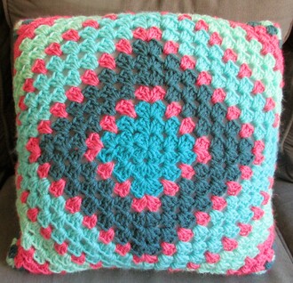 Granny square crochet pillow