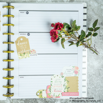 Scrapbook Stickers and Die Cuts on a Planner Spread