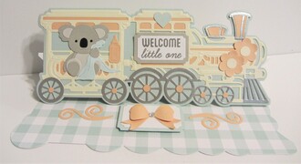 Antique Train Slim Baby Card