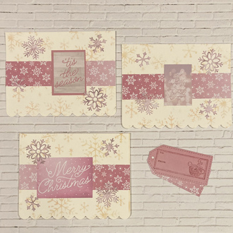 pink set of Christmas cards