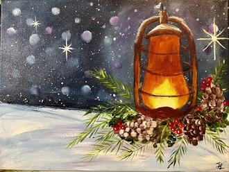 Lantern in the snow