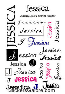 It Takes Two > you name it! Girls > Jessica Name Stickers: Stickers Galore