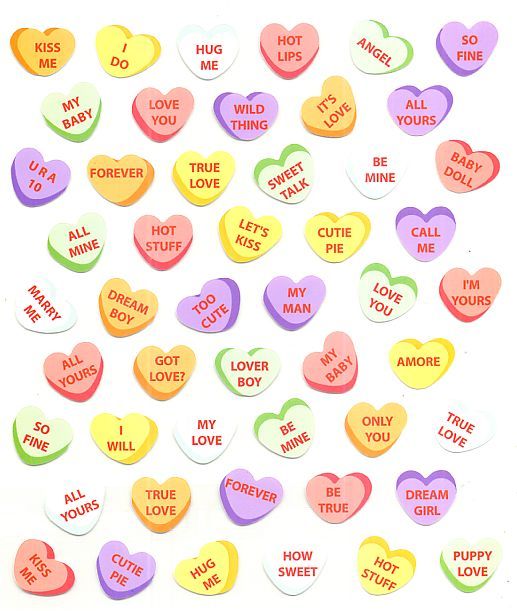 ACOT > Novelty Stickers > Conversation Hearts Stickers: Stickers Galore
