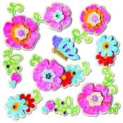 Pink & Blue Flowers 3D Glitter