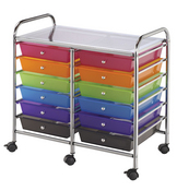 Alvin 12 Drawer, Double Wide Storage Cart, Multi Color