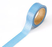 White/Blue Pin Stripe Washi Tape - Darice