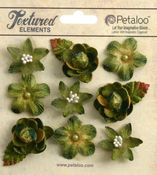 Moss Green Mixed Textured Mini Blossoms - Petaloo