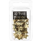 Gold Stars Metal Paper Fasteners 50/Pkg