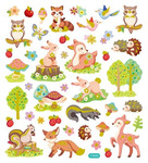 Friendly Forest Pets Gold Glitter Accented Stickers