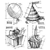 Birthday Blueprint - Tim Holtz Cling Rubber Stamp Set - Stampers Anonymous