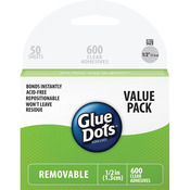 600 Clear Dots - Glue Dots .5" Removable Dot Sheets Value Pack