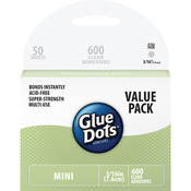Glue Dots Mini Dot Sheets Value Pack-600 Clear Dots