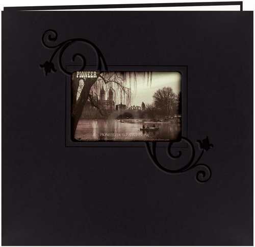 Pioneer Embossed Collage Frame Post Bound Album Black Family 12inX12in