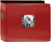 Red - Sewn Leatherette 3-Ring Binder 12"X12"