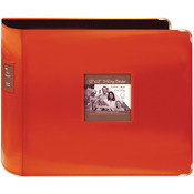 Bright Orange - Sewn Leatherette 3-Ring Binder 12"X12"