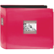 Bright Pink - Sewn Leatherette 3-Ring Binder 12"X12"
