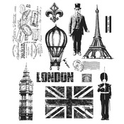 Paris To London - Tim Holtz Cling Rubber Stamp Set 7"X8.5"