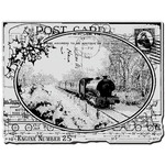 Train Postcard - Stampendous Christmas Cling Rubber Stamp