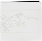 White - Embroidered Scroll Leatherette Post Bound Album 12"X12"