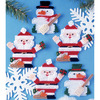 7 Count - Santa & Snowman Ornaments Plastic Canvas Kit
