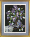 12"X16" Stitched In Wool & Thread - Lilacs And Lace Crewel Kit