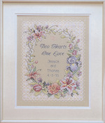 Two Hearts Wedding Record Stamped Cross Stitch Kit