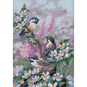 Chickadees In Spring - Gold Petites Counted Cross Stitch Kit