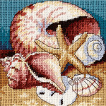 5"X5" Stitched In Floss - Shell Collage Mini Needlepoint Kit
