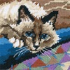 5"X5" Stitched In Floss - Cuddly Cat Mini Needlepoint Kit