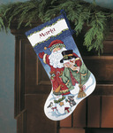 16" Long 14 Count - Santa & Snowman Stocking Counted Cross Stitch Kit