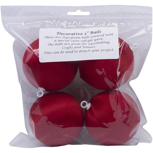 Christmas Red - Satin Balls 3 4/Pkg - Handy Hands