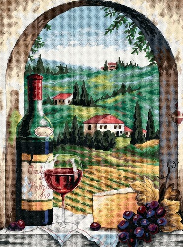 Dimensions > 12X16 Stitched In Floss - Tuscan View Needlepoint