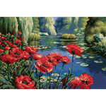 16"X11" Stitched In Thread - Lakeside Poppies Needlepoint Kit