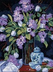 12"X16" Stitched In Floss - Tulips & Lilacs Needlepoint Kit
