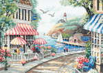 14"X10" 14 Count - Cafe By The Sea Counted Cross Stitch Kit