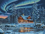 16"X12" 16 Count - Gold Collection Aurora Cabin Counted Cross Stitch Kit