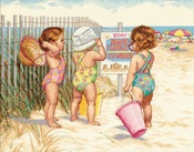 14"X11" 14 Count - Beach Babies Counted Cross Stitch Kit