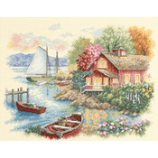 14"X11" 14 Count - Peaceful Lake House Counted Cross Stitch Kit