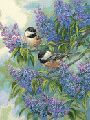 12"X16" 14 Count - Gold Collection Chickadees & Lilacs Counted Cross Stitch Kit