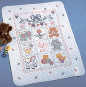 34"X43" - Babies Are Precious Crib Cover Stamped Cross Stitch Kit